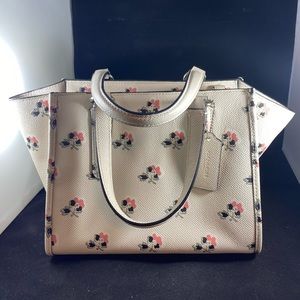 COACH Cream Floral Printed Leather Crosby Tote